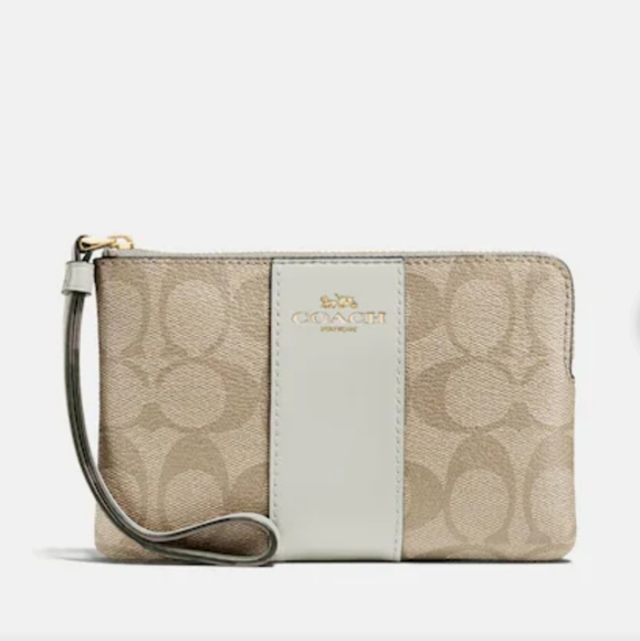 NWT Coach Corner Zip Wristlet In Signature Canvas - Picture 2 of 8